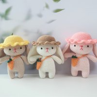 코바늘 DIY 태교 인형 뜨개질 패키지 아기 토끼 모자 가방 뜨기 기초 도안 초보