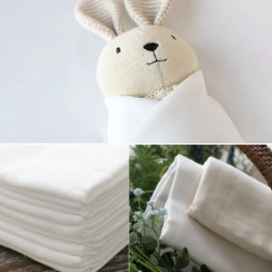 유기농 아기 밤부 대나무 천기저귀 대형 5장 (무지) 신생아 속싸개 목욕타월 겸용
