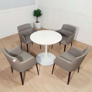 몽뜨가구 HPM 화이트 원형 카페테이블 (화이트라인다리)4인용 700파이 800파이