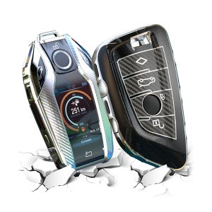 BMW 디스플레이 4버튼 키케이스 키홀더 크롬 카본 패턴 TPU 실리콘 풀커버 리모콘키케이스 G바디