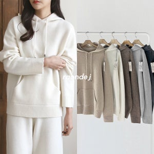 인레이 홀가먼트 후드 캐시 풀오버 니트