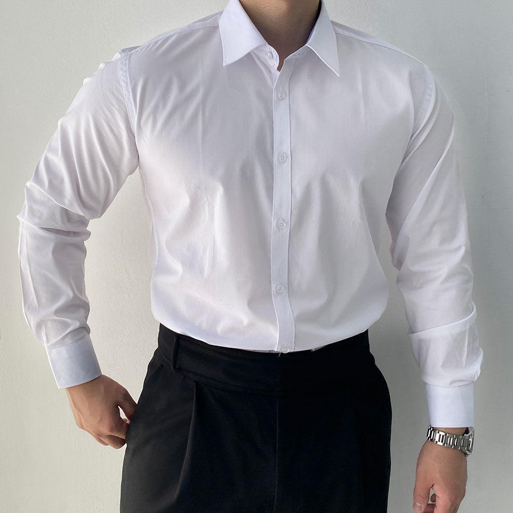 예스아이씨 YESEYESEE Hi Neck Two Way Zip Up Shirt White