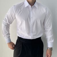 남성 스판 슬림핏 화이트 셔츠 남자 머슬핏 와이셔츠 메노모소 111