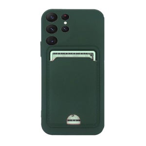 카드 수납 풀커버 실리콘 젤리 케이스 카메라 보호 그린, 갤럭시S21 울트라