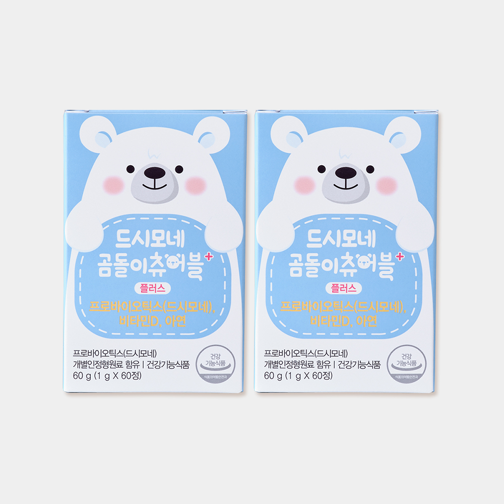 드시모네 곰돌이 츄어블 <b>플러스</b> (20억<b>+아연</b>+비타민D) 60캡슐, 2개