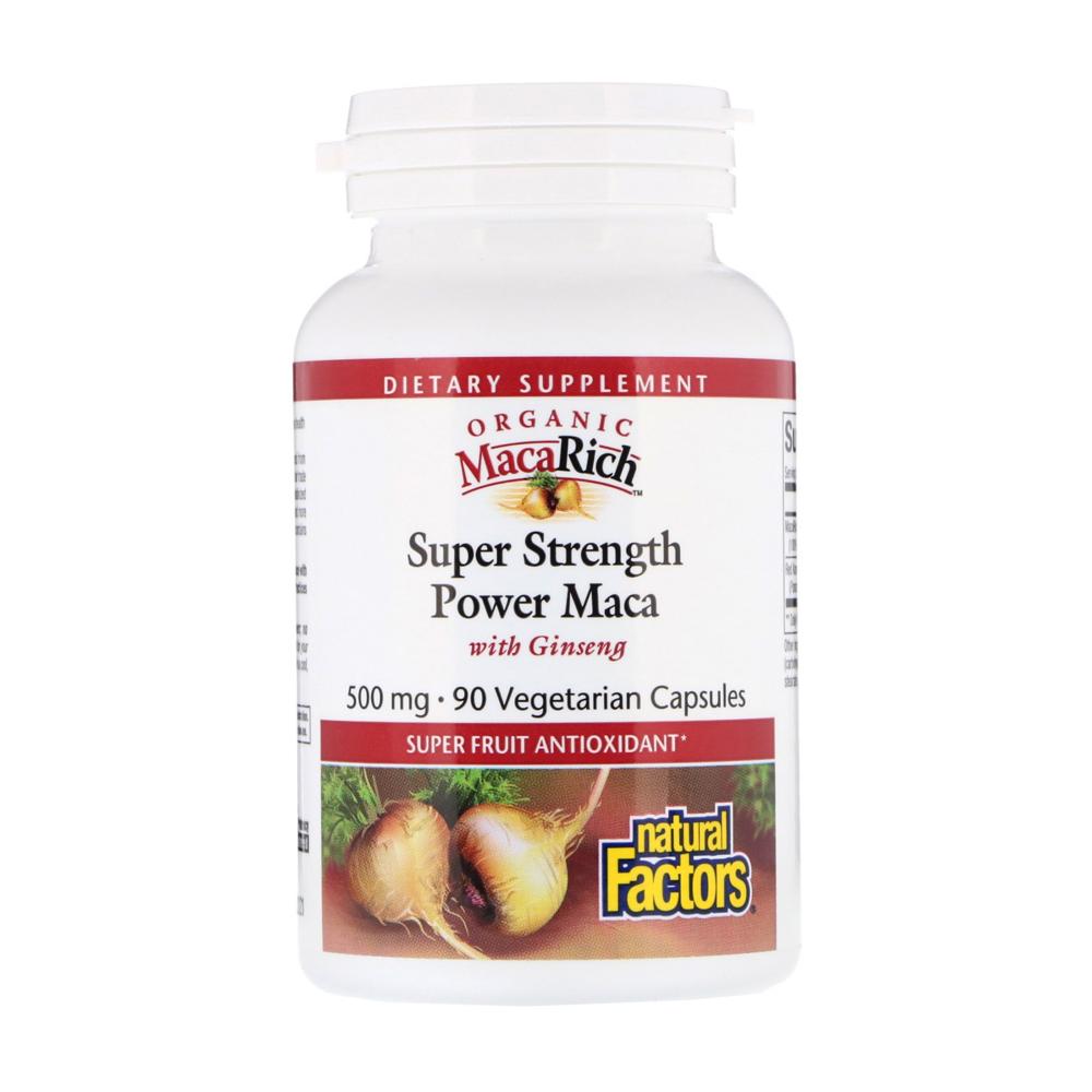 내츄럴 펙터스 오가닉 <b>마카</b>리치 수퍼 <b>스트렝스 파워 마카</b> 위드 <b>진생</b> 500 mg 90 베지 캡슐