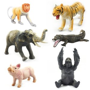 [25종] 말랑 소프트 야생 동물 모형 피규어 아기 장난감, 농장 돼지 야생의세계 고릴라 원숭이 코끼리 정글파이터 악어 호랑이 가축의세계 얼룩말 슈나우저 애니멀