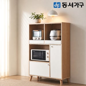 동서가구 애니 전자렌지 수납장 선반 밥솥장 렌지대 800, 3단, 오크화이트