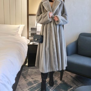 테일러드 A라인 후레아 롱밍크코트 A33