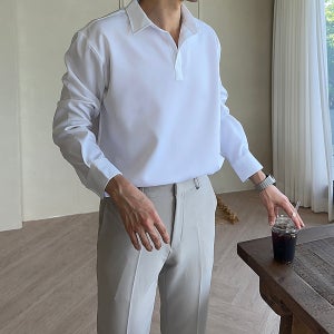 남자셔츠 구김없는 링클프리 반오픈 실크 정장 남자와이셔츠