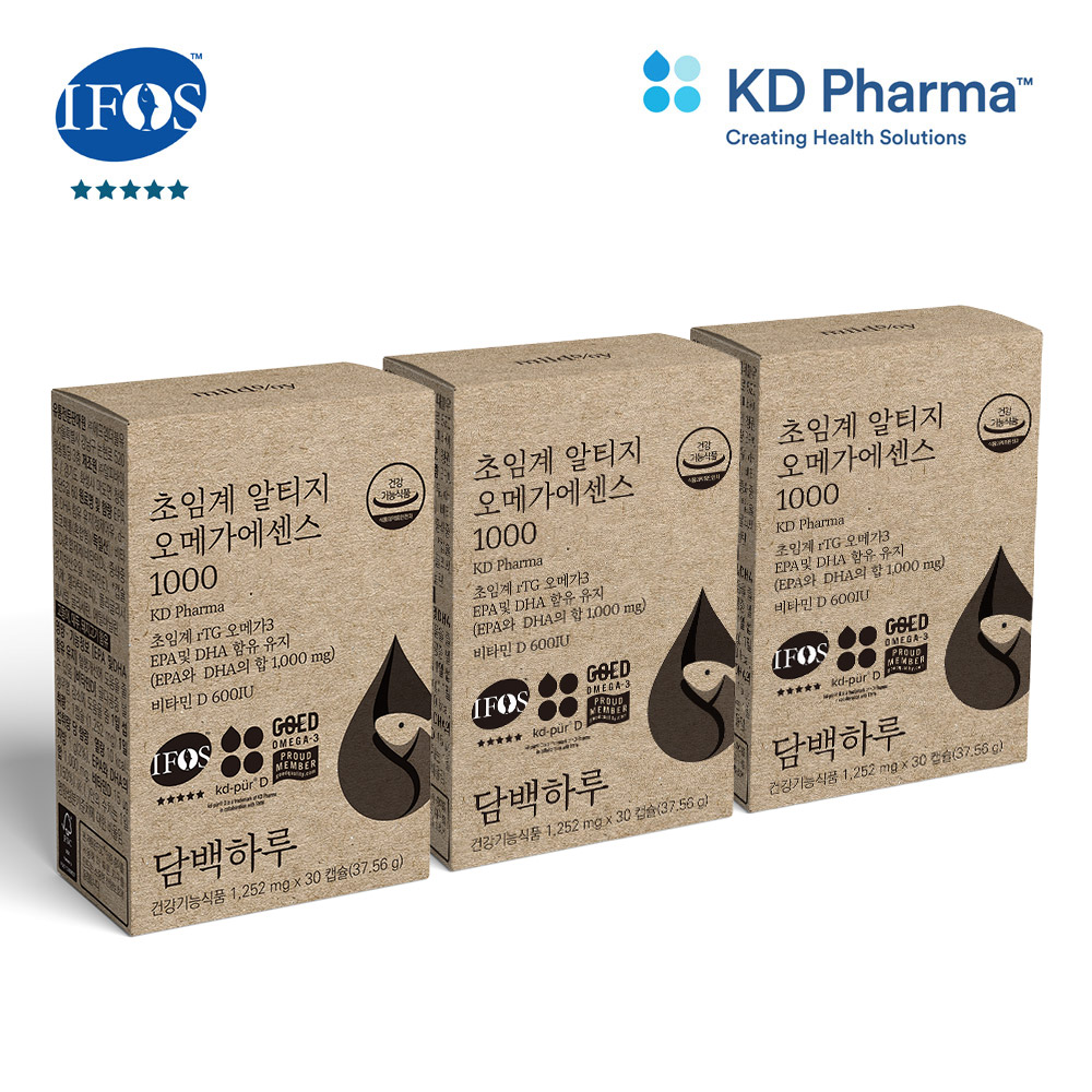 담백하루 <b>초임계 알티지 오메가</b>3 <b>1000</b> 90캡슐 3개월 3박스 비타민D600IU <b>에센스</b>