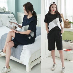 (모자이크M세트) 놀이 /여성 트레이닝세트 빅사이즈 반바지세트 트레이닝복 77-99