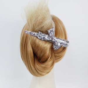 프랑스핀 더블 리본 롱 클립 악어집게 올림머리 헤어 집게핀