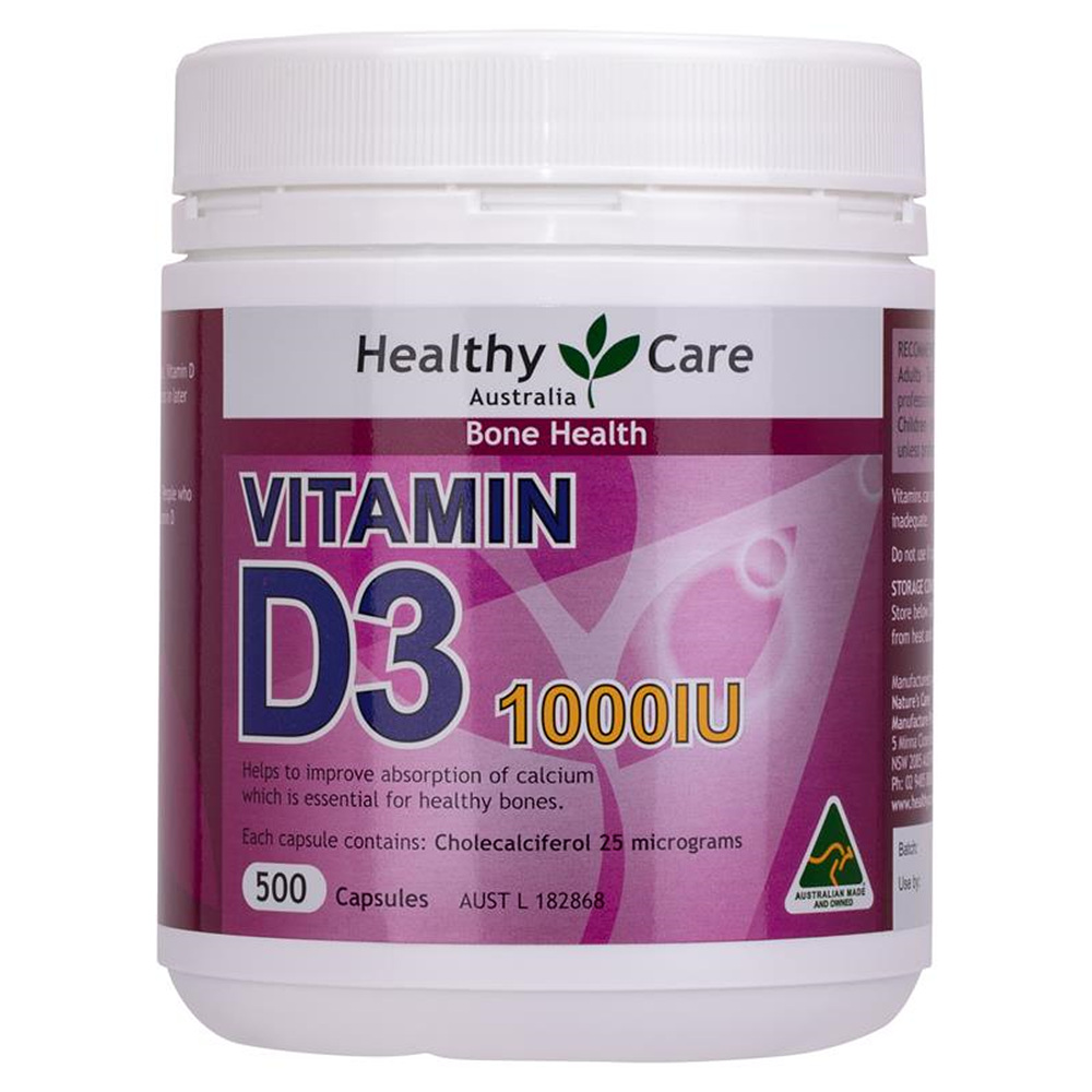 Healthy Care <b>Vitamin D3</b> 헬씨케어 <b>비타민D3</b> 1000IU 500캡슐