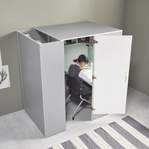 e스마트 무아르 프리미엄 1인 가정용 독서실책상 H1600 학습용LED스탠드 포함