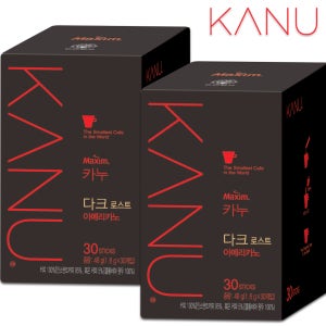 맥심 카누 다크 로스트 아메리카노 30T 2개 블랙커피 원두커피 커피믹스 공유커피