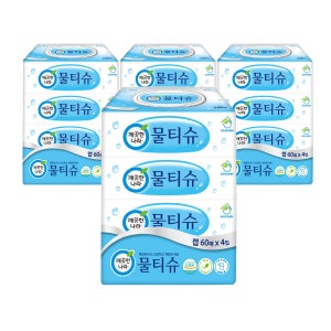 깨끗한나라 물티슈 60매x4개입 x 4팩 휴지 캡형 휴대용