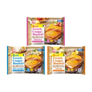 오뚜기 리얼 프렌치 크로크무슈 오리지널+갈릭 고르곤졸라+베이컨 치즈 (각 4입)