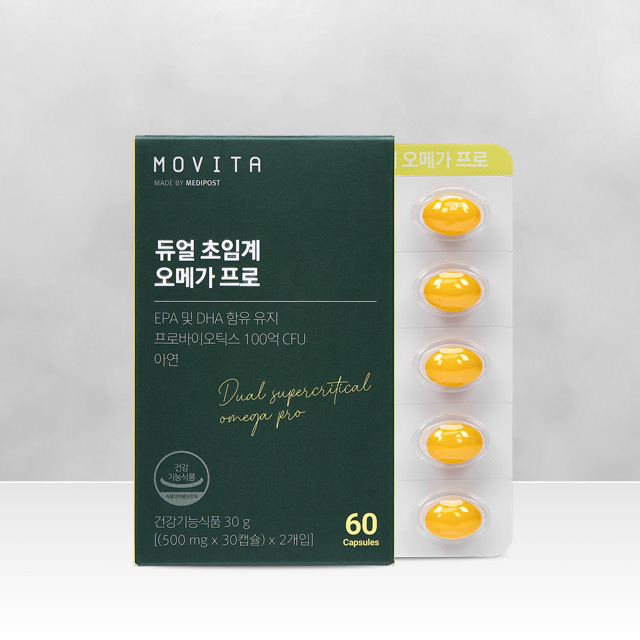 모비타 국내최초 오메가 유산균 장용성 <b>연질캡슐</b> 듀얼 초임계 오메가 프로 60<b>캡슐</b>, 1개
