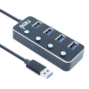 넥시 NX-UH3004B USB허브 USB3.0 4포트 무전원 개별스위치 블랙