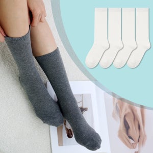 롱롱 무지 장목 양말 4켤레 한세트