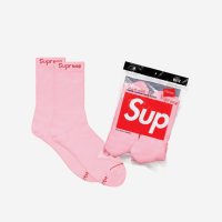 [슈프림 양말] 슈프림 헤인즈 크루 삭스 핑크 (4개입) Supreme Hanes Crew Socks Pink (4 Pack)