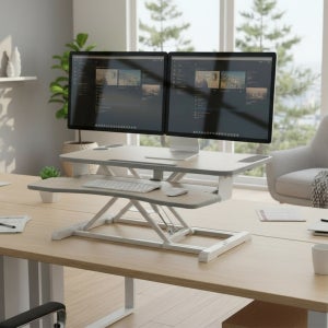 덱스탑 높이조절 수동형 스탠딩 모션데스크 거치형 듀얼 모니터가능 NS800