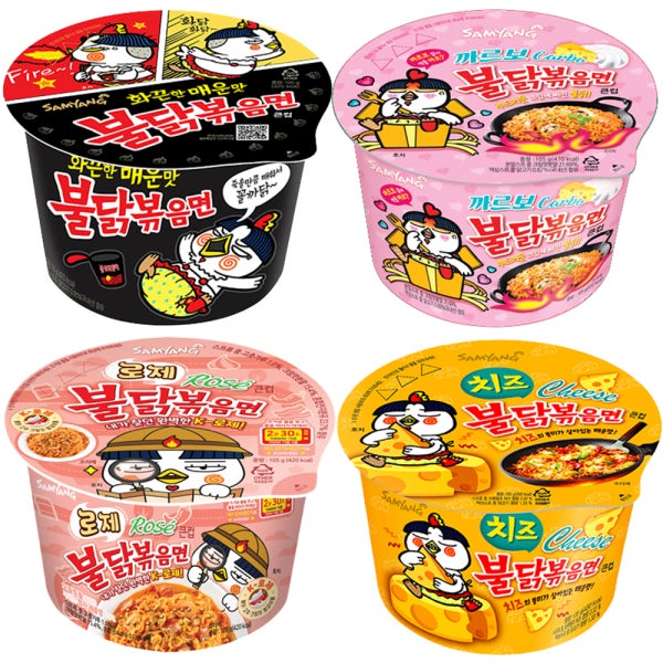 삼양 불닭볶음면 오리지널 까르보 로제 치즈 105g 각4개씩 16개 큰사발 컵라면