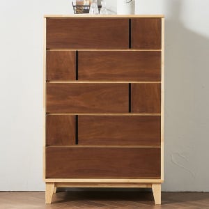 잇츠 고무나무 원목 5단 서랍장 수납장