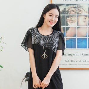 반팔 나뭇잎 /여성 쉬폰 블라우스 여름 빅사이즈 미시 마담 77-99 3XL