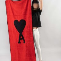 🍋🎄아미비치 타월네이비/레드 AMI BATH TOWEL AMI DE COEUR BEACH TOWEL IN NAVY/RED