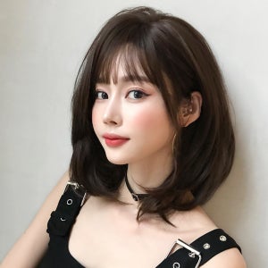 PS 여자단발가발 헤어스타일 패션 스트레이트머리 C컬펌 볼륨매직 셋팅웨이브 브라운 블랙