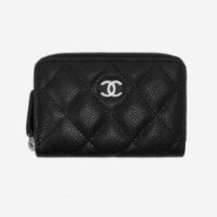 샤넬 클래식 지퍼 동전 지갑 캐비어 & 실버 메탈 블랙 AP0216-Y01588-C3906 Chanel Classic Zipped Coin Purse Grained Ca