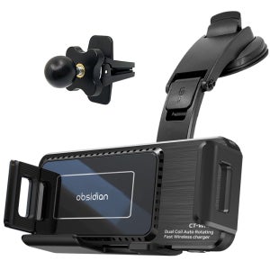 옵시디언 차량용 핸드폰 자동회전 고속 무선충전 거치대 Z폴드 갤럭시 아이폰 CT-WF09
