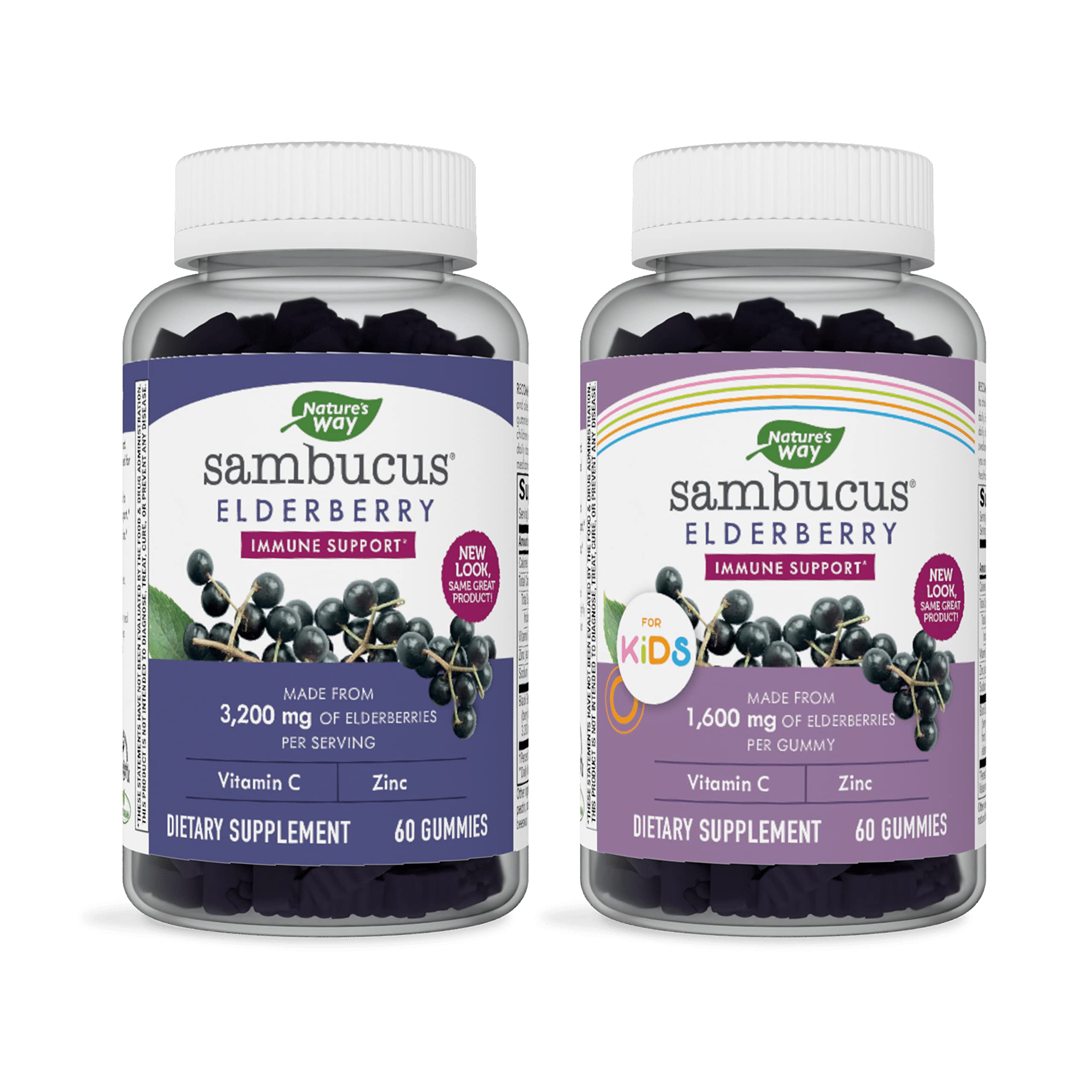 Nature’s Way Sambucus 구미 비타민C 아연함유 블랙 엘더베리 60개 1통