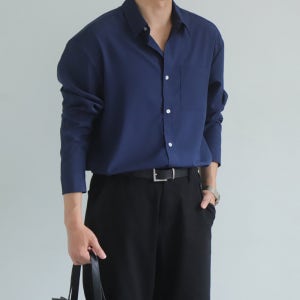 남자 셔츠 빅사이즈 오버핏 실크 정장 남방 남자 와이셔츠