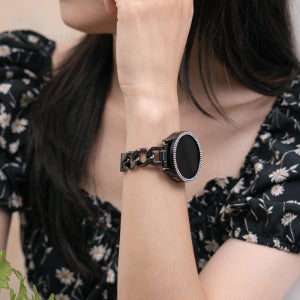 갤럭시워치 7 6 5 4 40mm 호환 체인 스틸 스트랩 + 샤인 큐빅 범퍼 케이스 2종 2IN1 세트