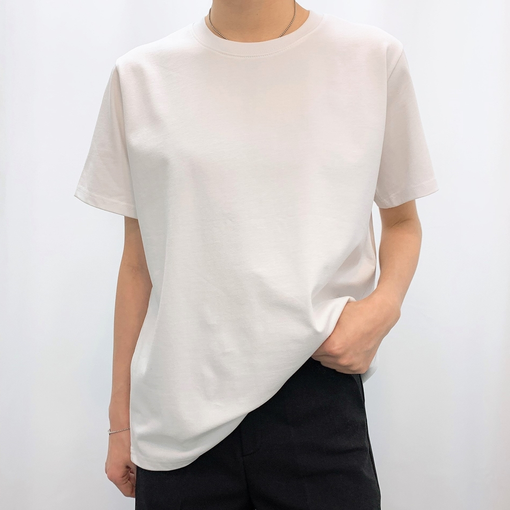 여성 흰티 레이어드 무지반팔티 티셔츠 스판 면 흰색 블랙 검정 베이지 보라 카키 멜란지