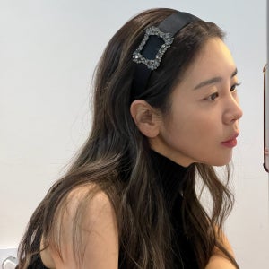 빅 버클 큐빅 머리띠 핸드메이드 스톤 보석 헤어밴드 포인트 사이드