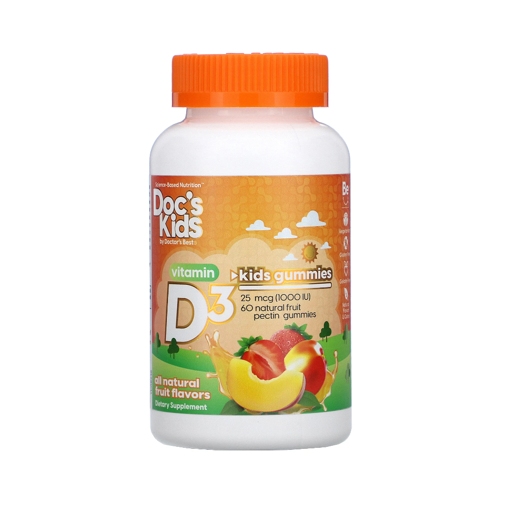 닥터스베스트 <b>키즈 비타민 D3</b> 60<b>구미</b> 천연향 <b>25mcg</b>(1,000 IU)