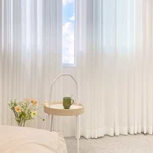 감성다는남자 화이트 도톰 쉬폰커튼 1+1 아일렛 속지커튼