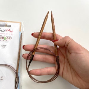 니트프로 진저 고급 줄바늘 (80cm) 우드 일체형 대바늘 손뜨개 뜨개질 뜨개부자재