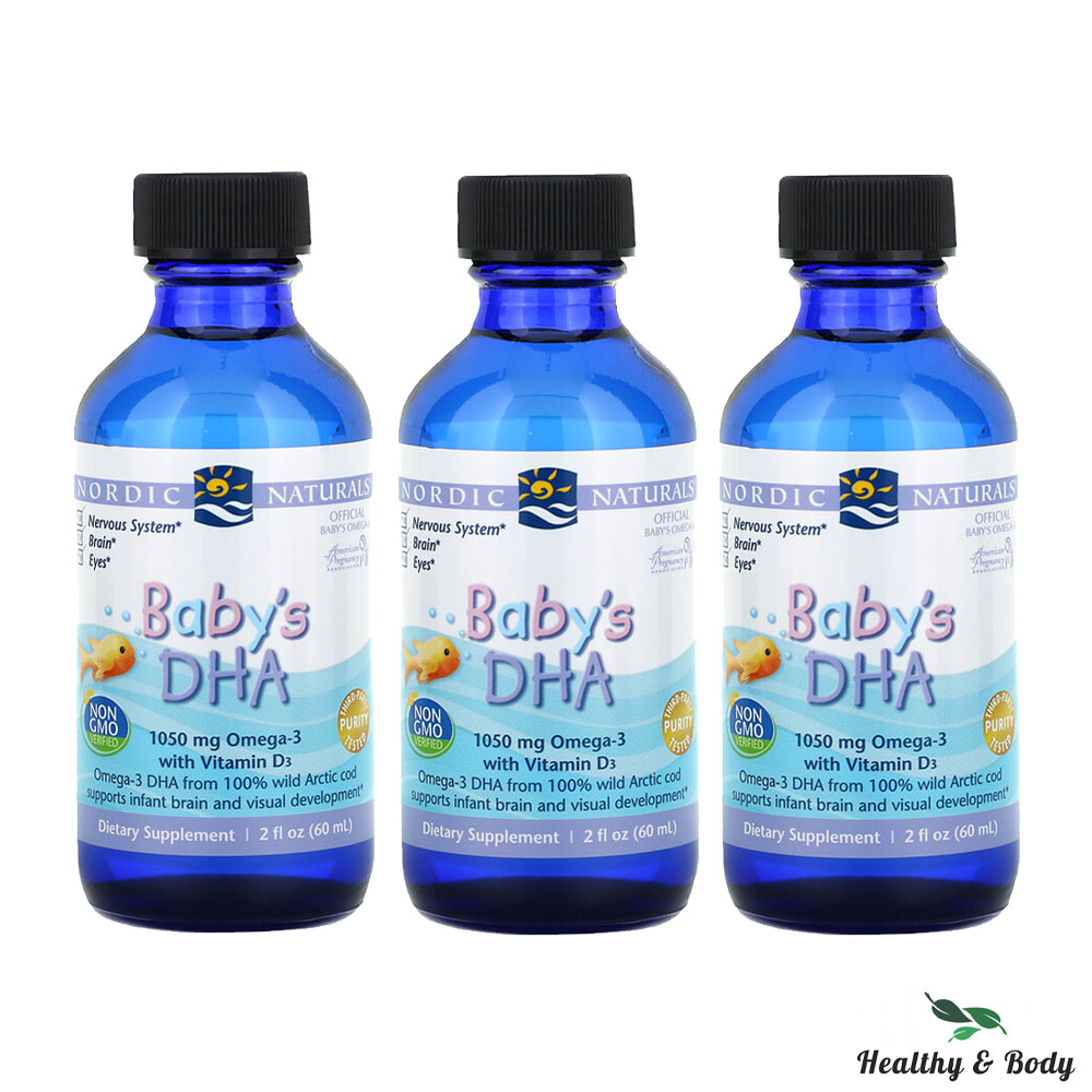 노르딕 내추럴스 <b>베이비 DHA 1050mg</b> 비타민 D3함유 액상형 60ml X3병