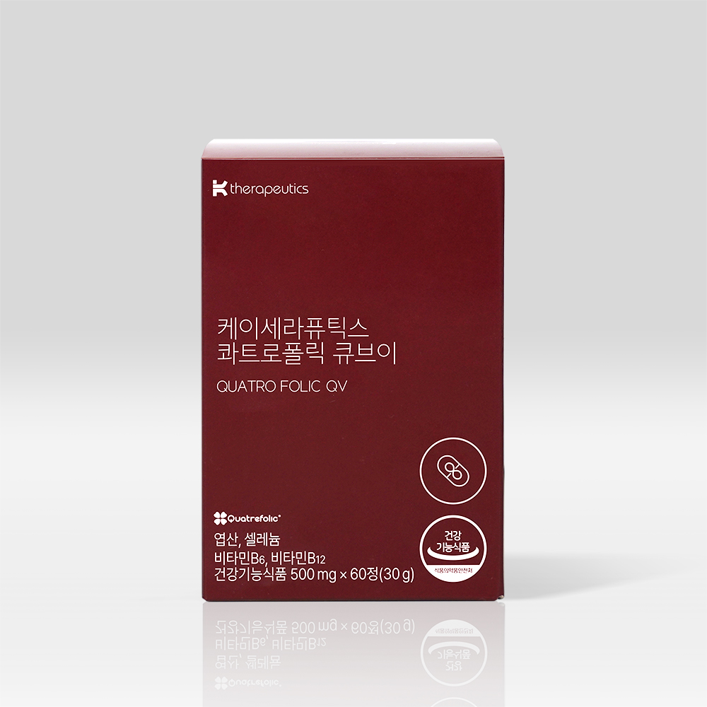 <b>케이</b>세라퓨틱스 콰트로폴릭 큐브이 활성형 <b>엽산</b> 영양제 셀레늄 60캡슐, 1개