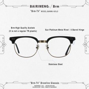 바이르멍 하금테 반무테 가벼운 하은테 사각형 남자 뿔테 안경