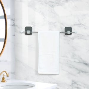 실리바스 자유이동 수건걸이 무타공 욕실 스텐 거치대 홀더 무타공 실리콘 흡착식 공중부양