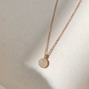 토프 큐브 네크리스 - 14k 큐빅 라운드 원형 데일리 펜던트 금목걸이