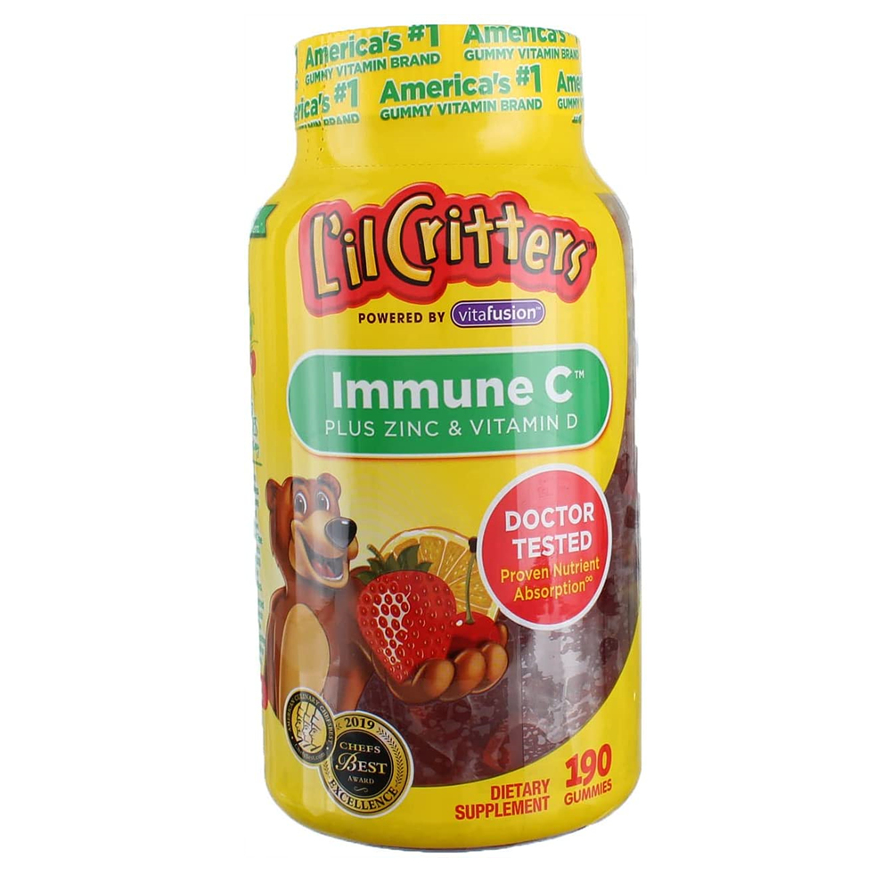 릴크리터스 이뮨 <b>C</b> <b>징크 비타민</b> D 190정 2통 Lil Critters Immune <b>C</b>