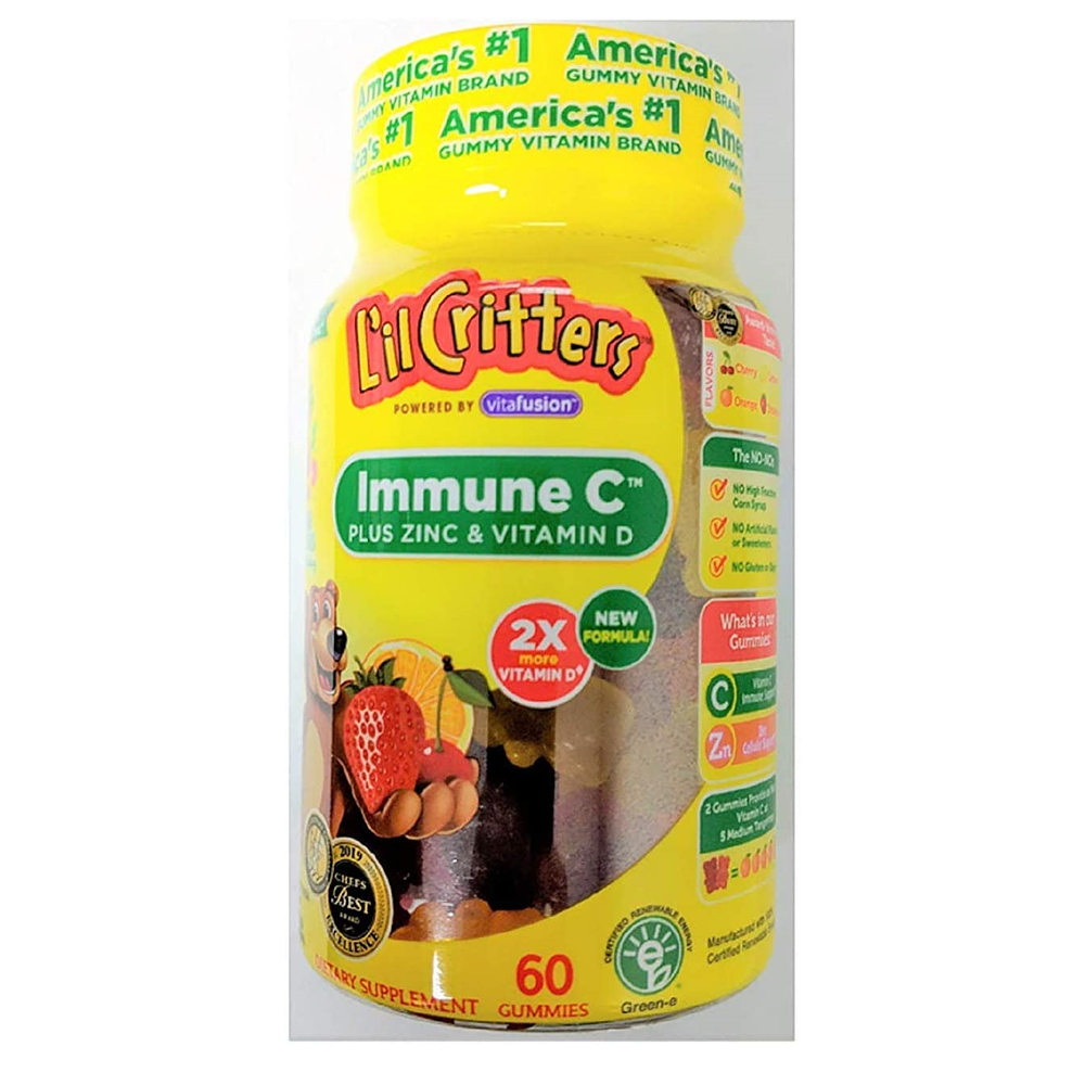 릴크리터스 이뮨 <b>C</b> <b>징크 비타민</b> D 60정 12통 Lil Critters Immune <b>C</b>
