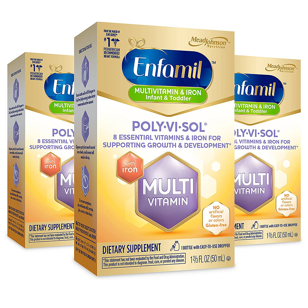 <b>엔파밀</b> 폴리 비 솔 멀티<b>비타민</b> 아이언 50ml 3통 <b>Enfamil</b> Poly Vi Sol